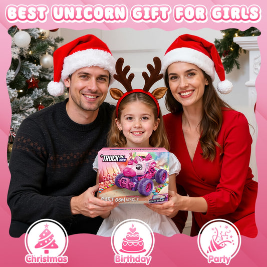 Unicorn Remote Control Cars,Rechargeable RC Cars for Kids with Spray & LED Light