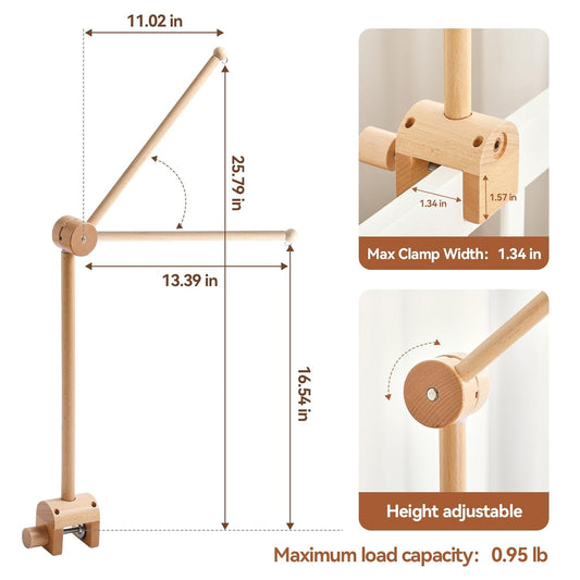 TOPLIVING Crib Mobile Arm - Rotating Baby Mobile Hanger