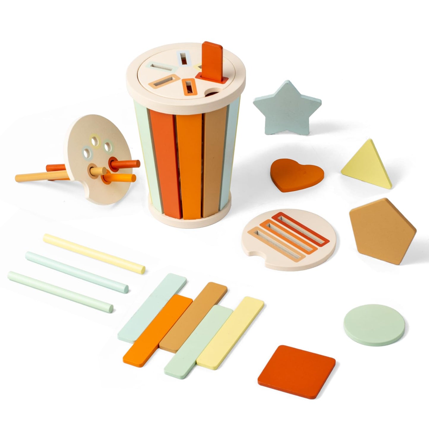 Montessori Toys for 1 2 3 years old, Toddlers Wooden Shape and Colour Sorting, Sensory Toy, Kids Travel Game for Airplane Car Journey, Fine Motor Skills, Cause and Effect Activities
