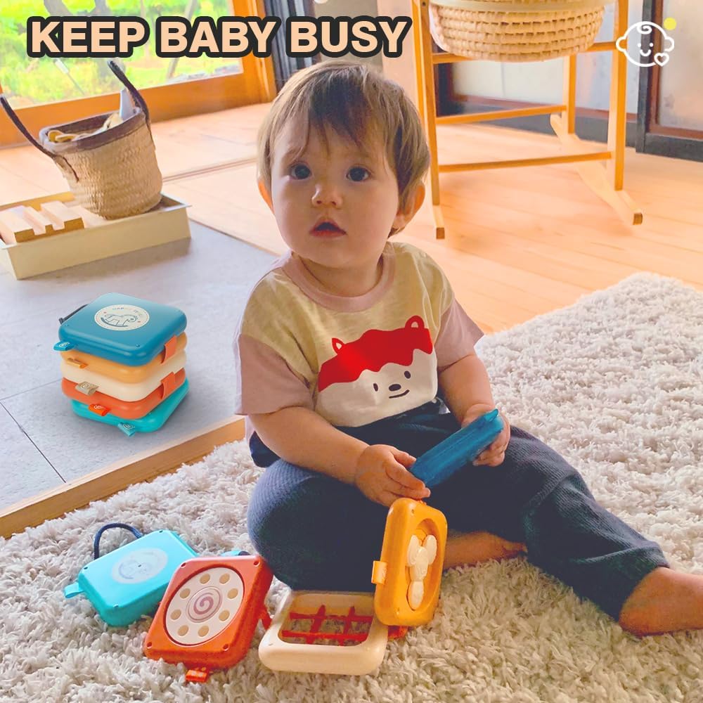 Baby Busy Board for 1 Year Old, Montessori Toys Toddler Toys Travel Activities Busy Cube Gifts Baby Boy Girl My First Montessori Busy Board