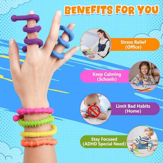 6 Pack Fidget Toys Textured Stretchy Sensory Stick