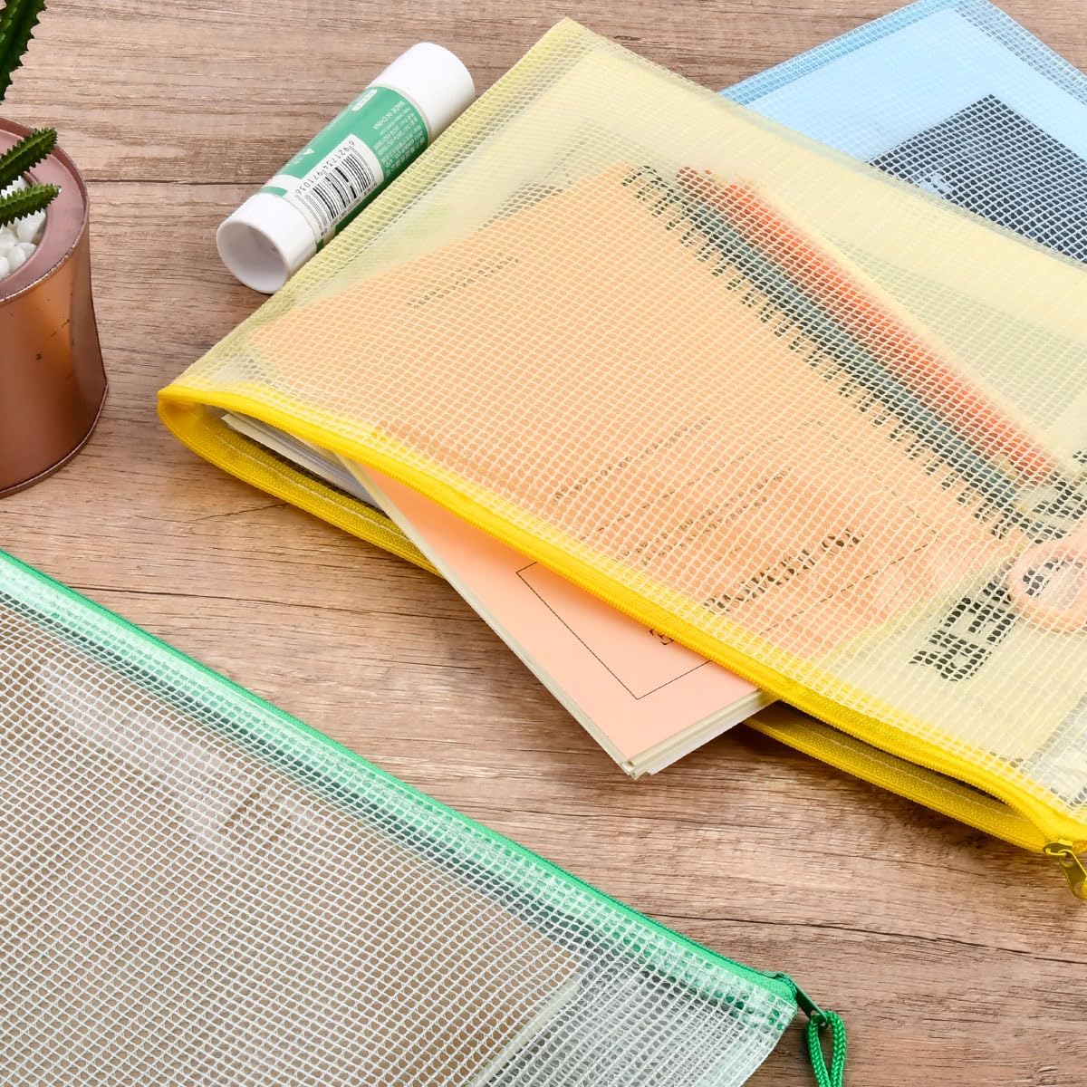 20 Pcs A4 Zip Wallets, 10 Colours A4 Clear Plastic Zip Wallets Folders