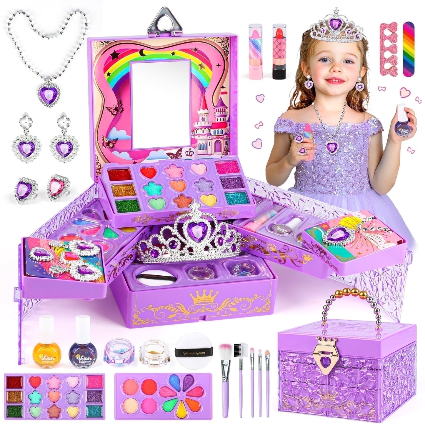 Kids Makeup Kit for Girls,36PCS Girls Unicorn Makeup Kit