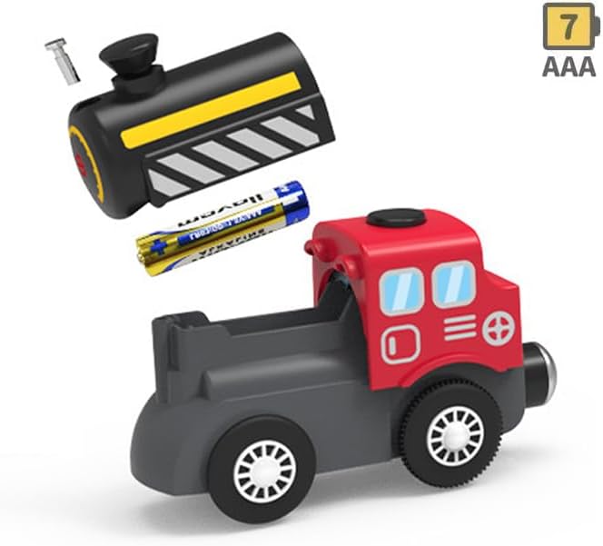 TOPLIVING Wooden Railway Track Accessories, Battery Operated Locomotive Train