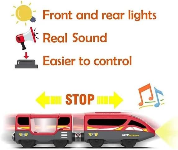 TOPLIVING Battery Operated Locomotive Train, Remote Controlled Train for Track Set