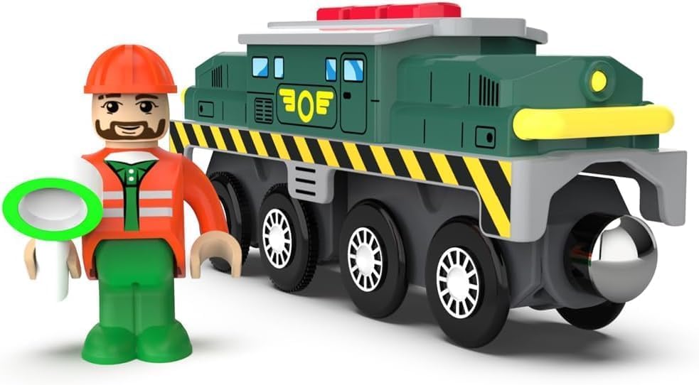 Battery-Powered Action Locomotive Train Set - Compatible with Thomas, Brio, Chuggington