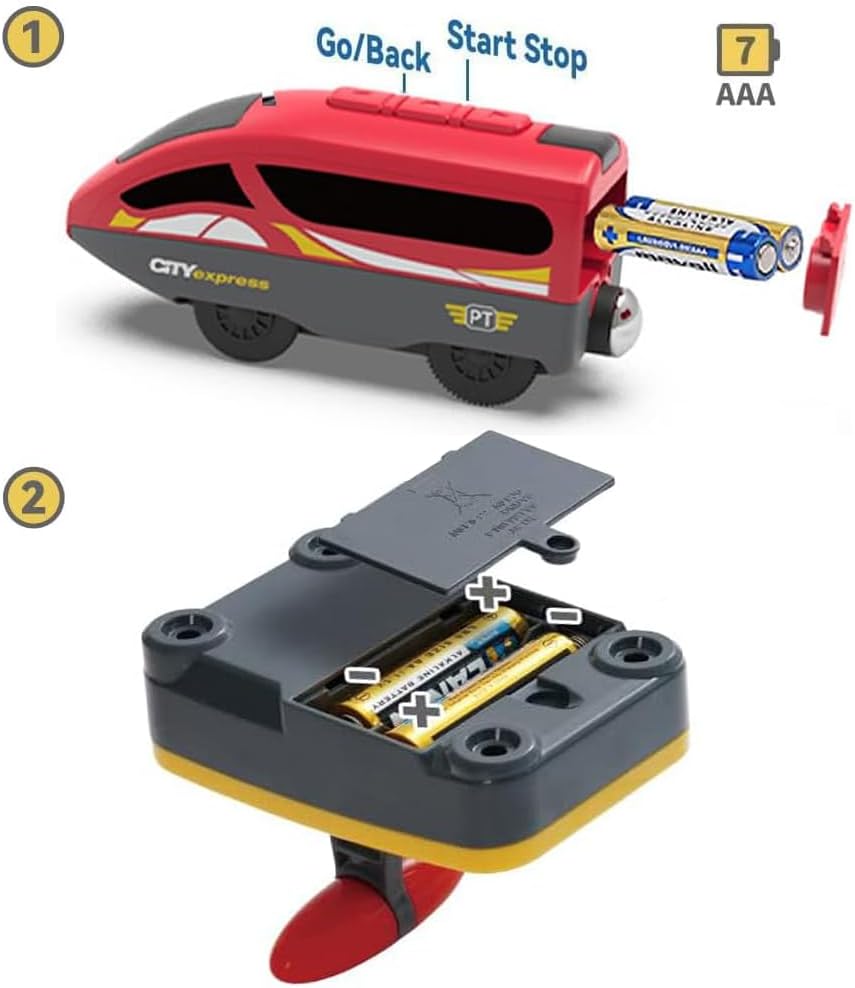 TOPLIVING Battery Operated Locomotive Train, Remote Controlled Train for Track Set
