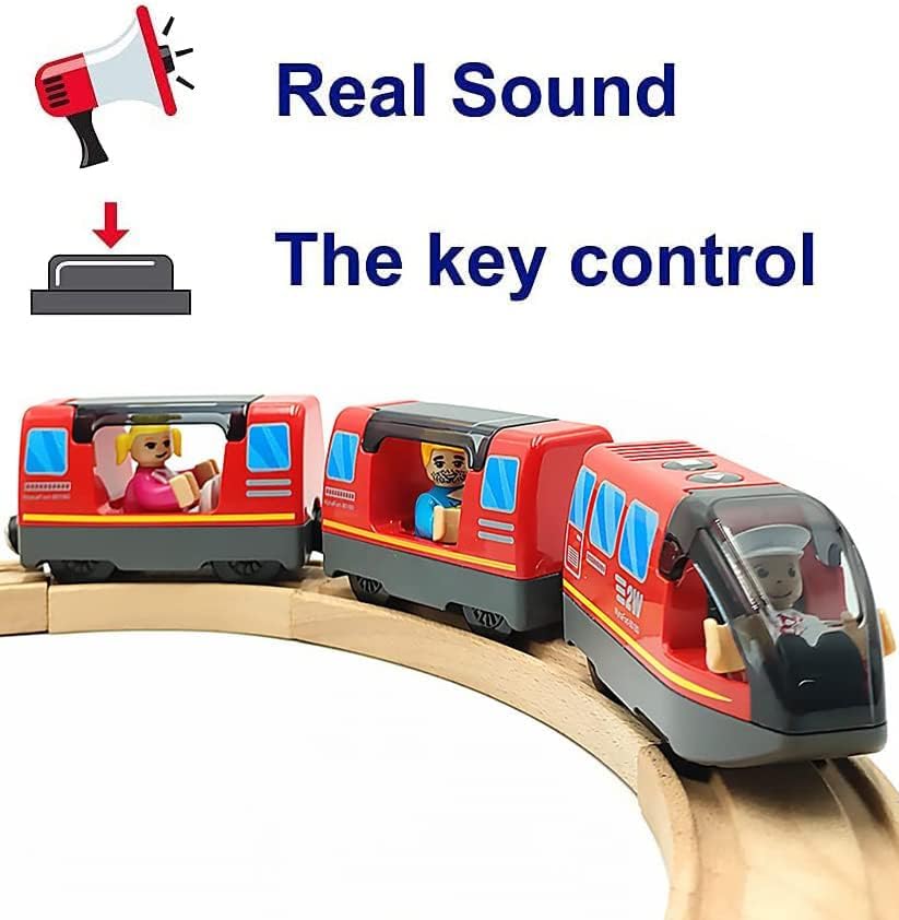 Battery Operated Wooden Train Track Set Toy High Speed for Toddlers