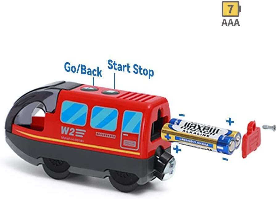 Battery Operated Wooden Train Track Set Toy High Speed for Toddlers