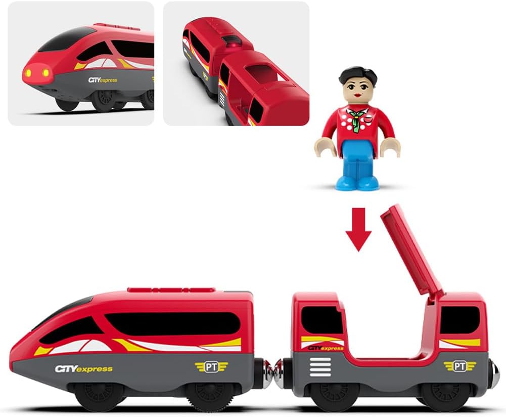 TOPLIVING Battery Operated Locomotive Train, Remote Controlled Train for Track Set