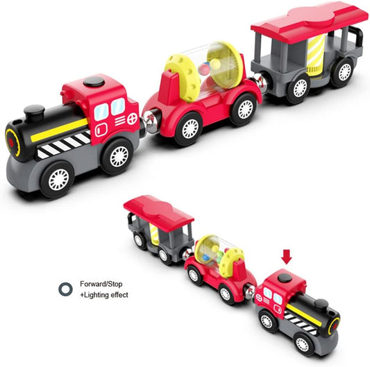 TOPLIVING Wooden Railway Track Accessories, Battery Operated Locomotive Train
