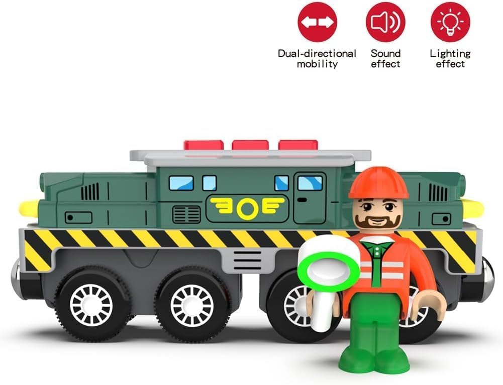 Battery-Powered Action Locomotive Train Set - Compatible with Thomas, Brio, Chuggington