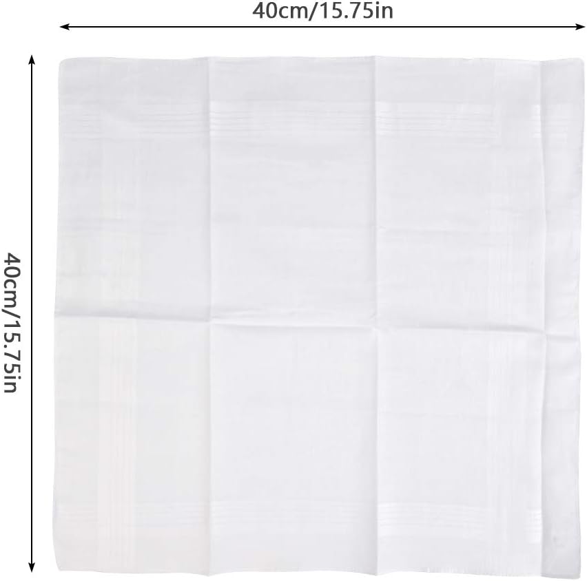 15 Pieces Men's White Handkerchiefs