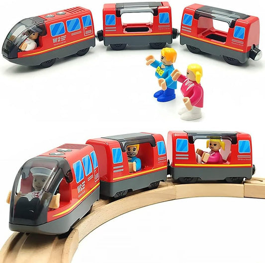 Battery Operated Wooden Train Track Set Toy High Speed for Toddlers