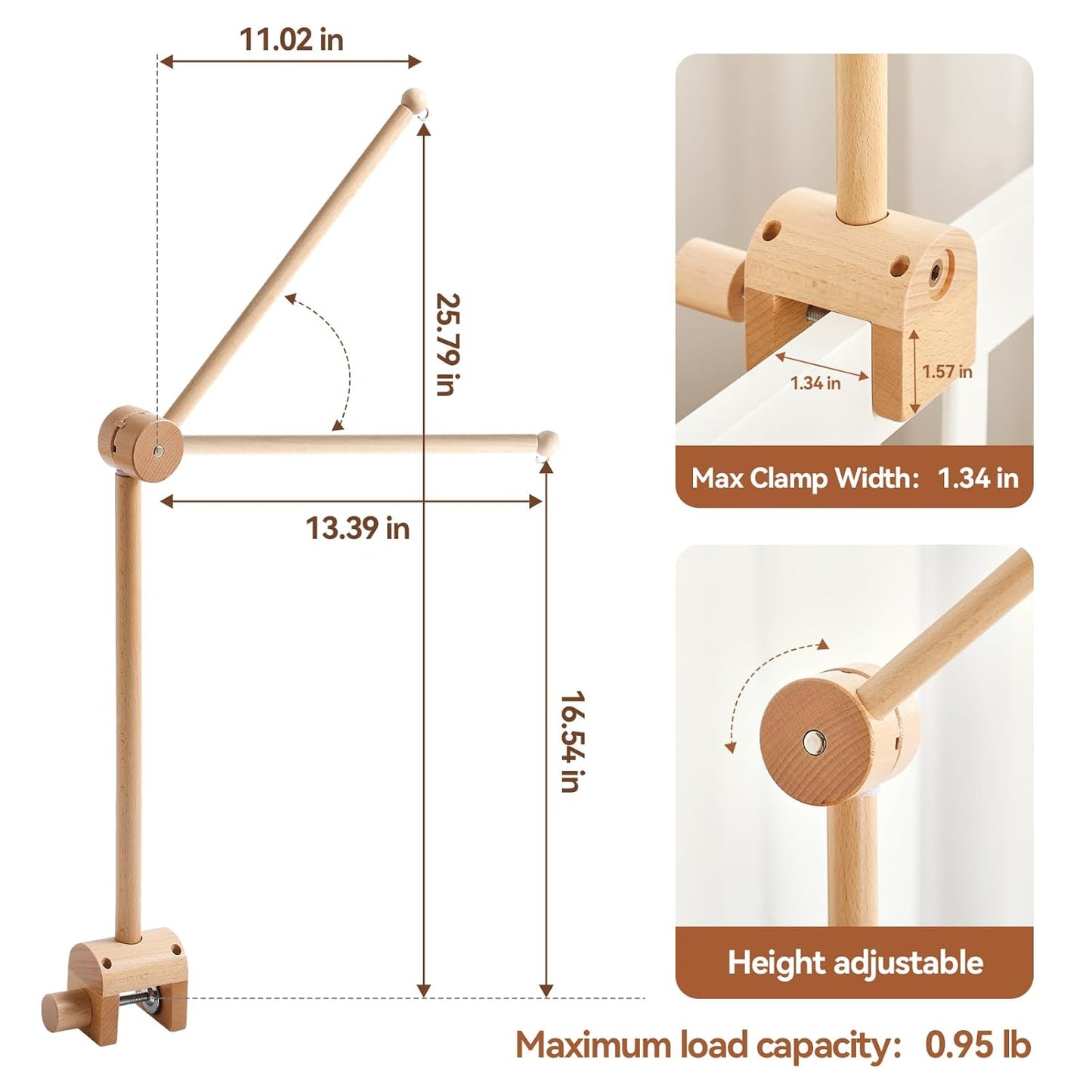 TOPLIVING Crib Mobile Arm - Rotating Baby Mobile Hanger