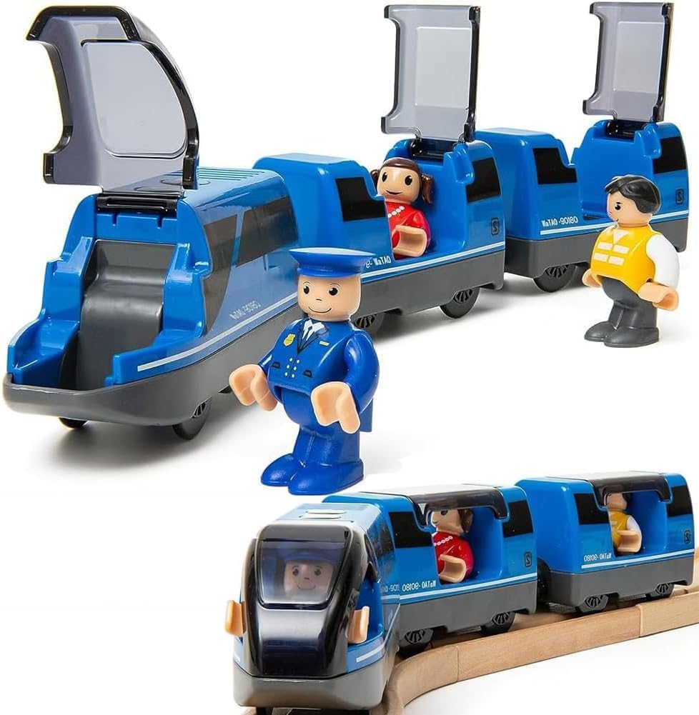 Motorized Train for Wooden Track, Electric Train with Magnetic Connection