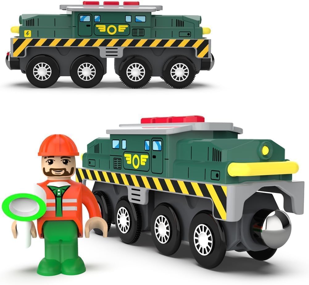 Battery-Powered Action Locomotive Train Set - Compatible with Thomas, Brio, Chuggington