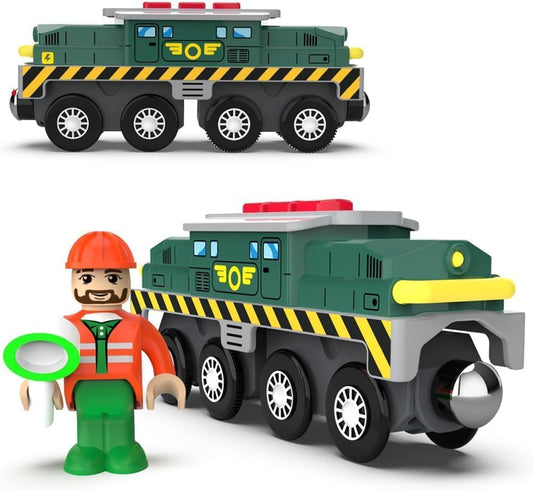 Battery-Powered Action Locomotive Train Set - Compatible with Thomas, Brio, Chuggington