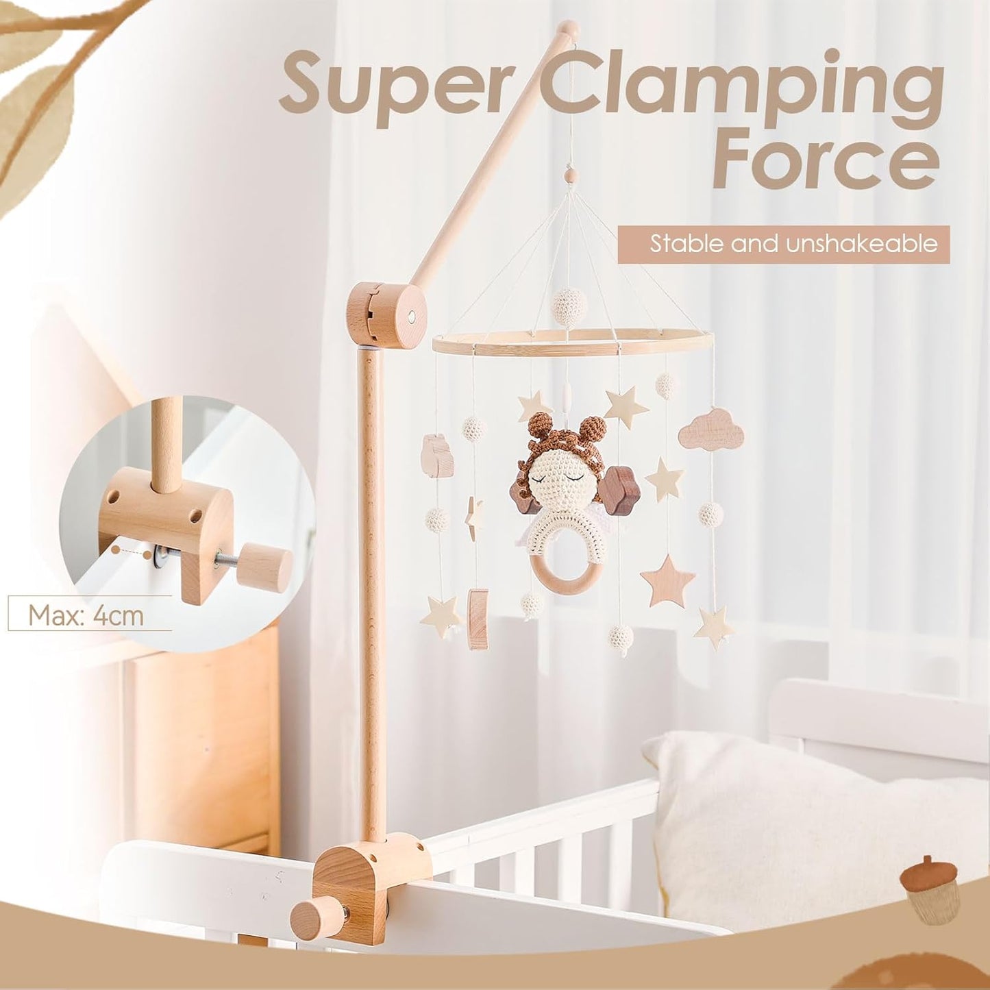 TOPLIVING Crib Mobile Arm - Rotating Baby Mobile Hanger