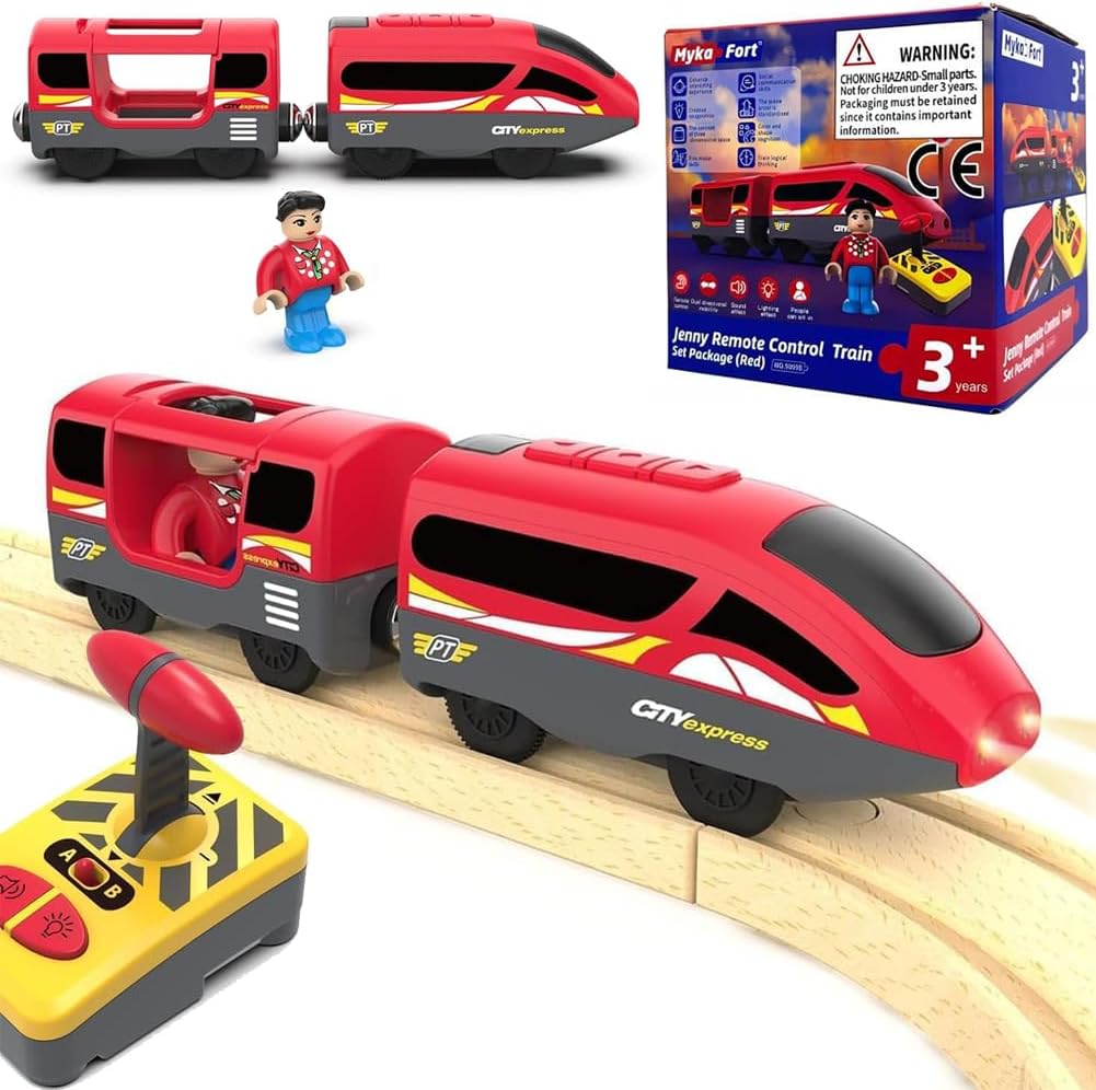 TOPLIVING Battery Operated Locomotive Train, Remote Controlled Train for Track Set