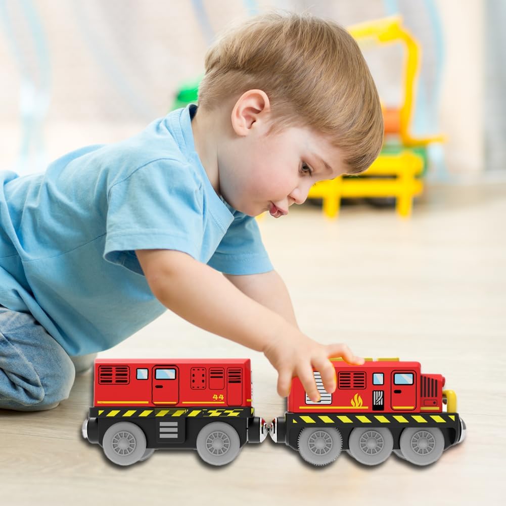 Wooden Train Track Accessories Battery Operated Locomotive Train