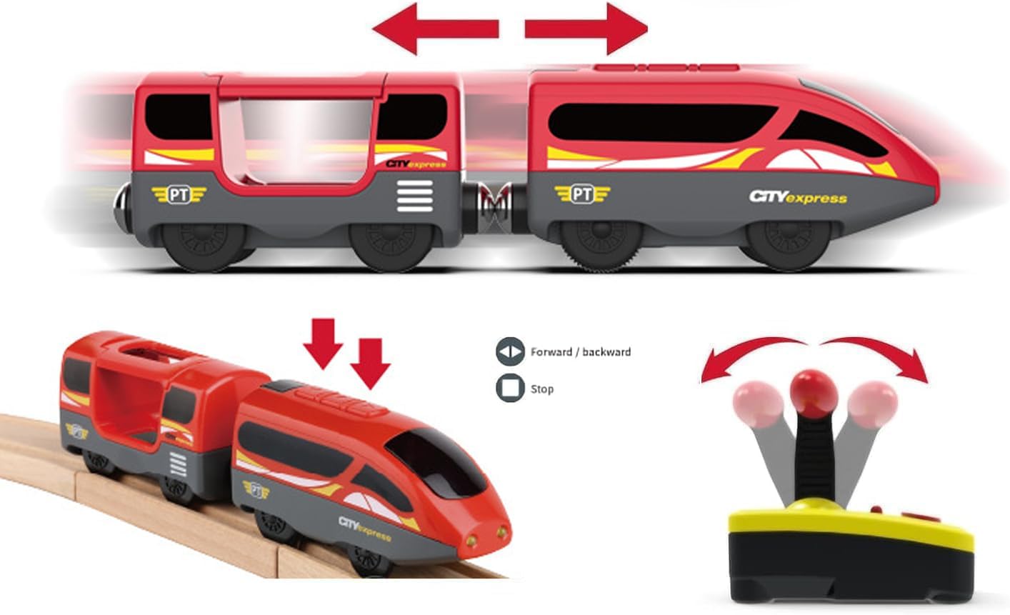 TOPLIVING Battery Operated Locomotive Train, Remote Controlled Train for Track Set