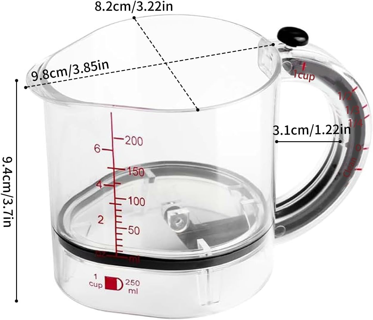 4 in1 Adjustable Measuring Cup with Scraper-Style Seal Base