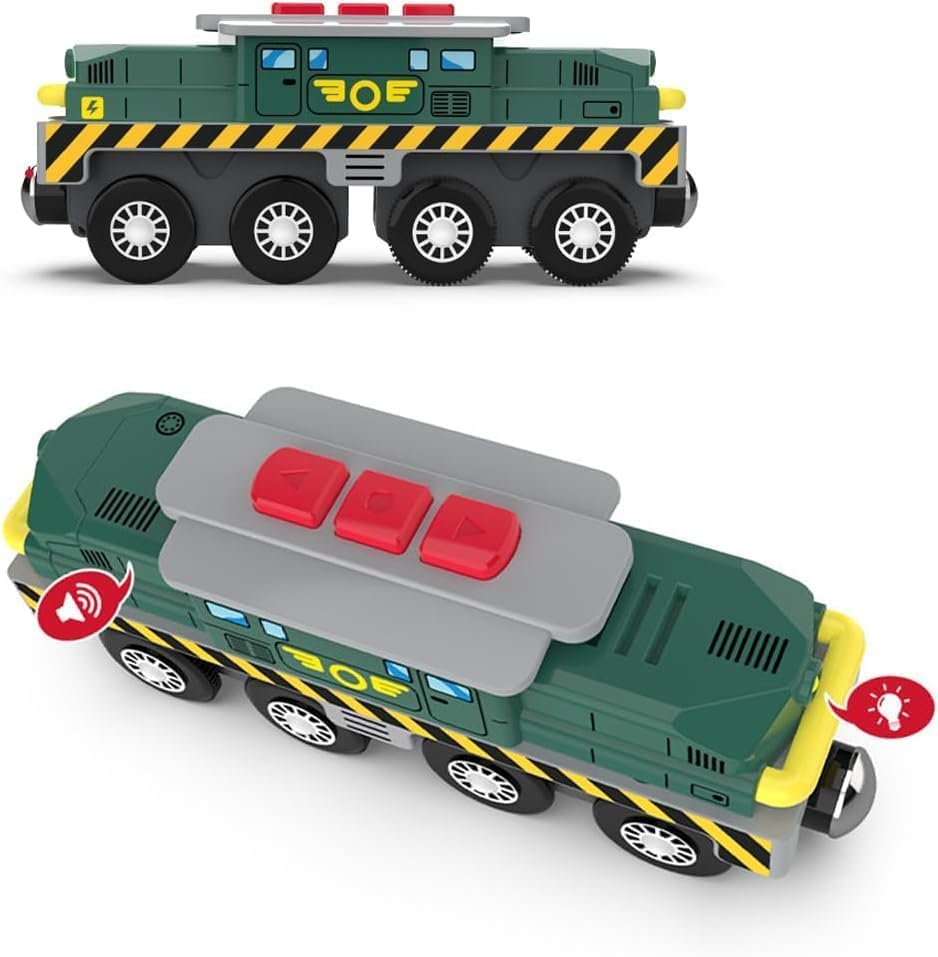 Battery-Powered Action Locomotive Train Set - Compatible with Thomas, Brio, Chuggington