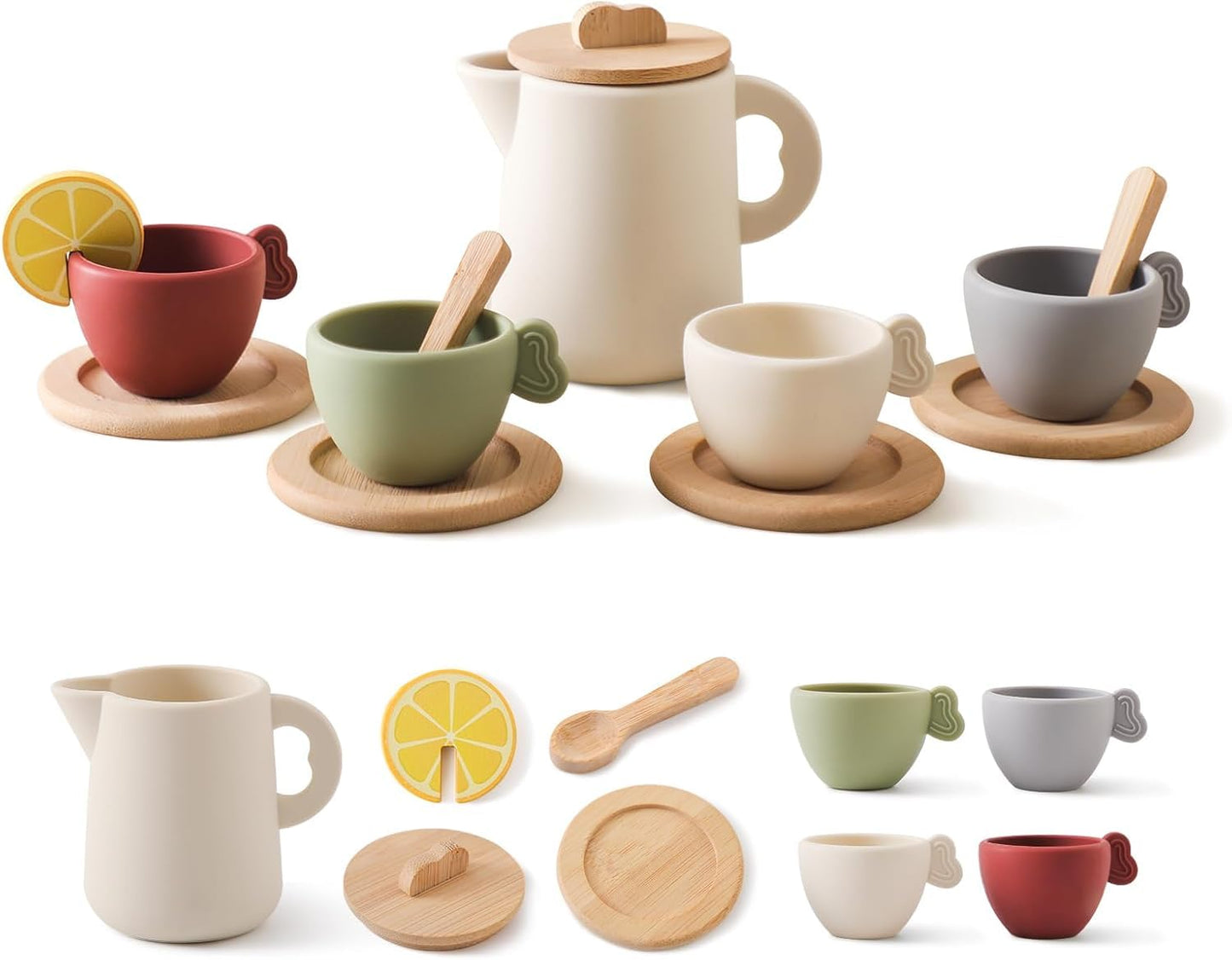 Wooden Tea Party Set for Toddler 3-5