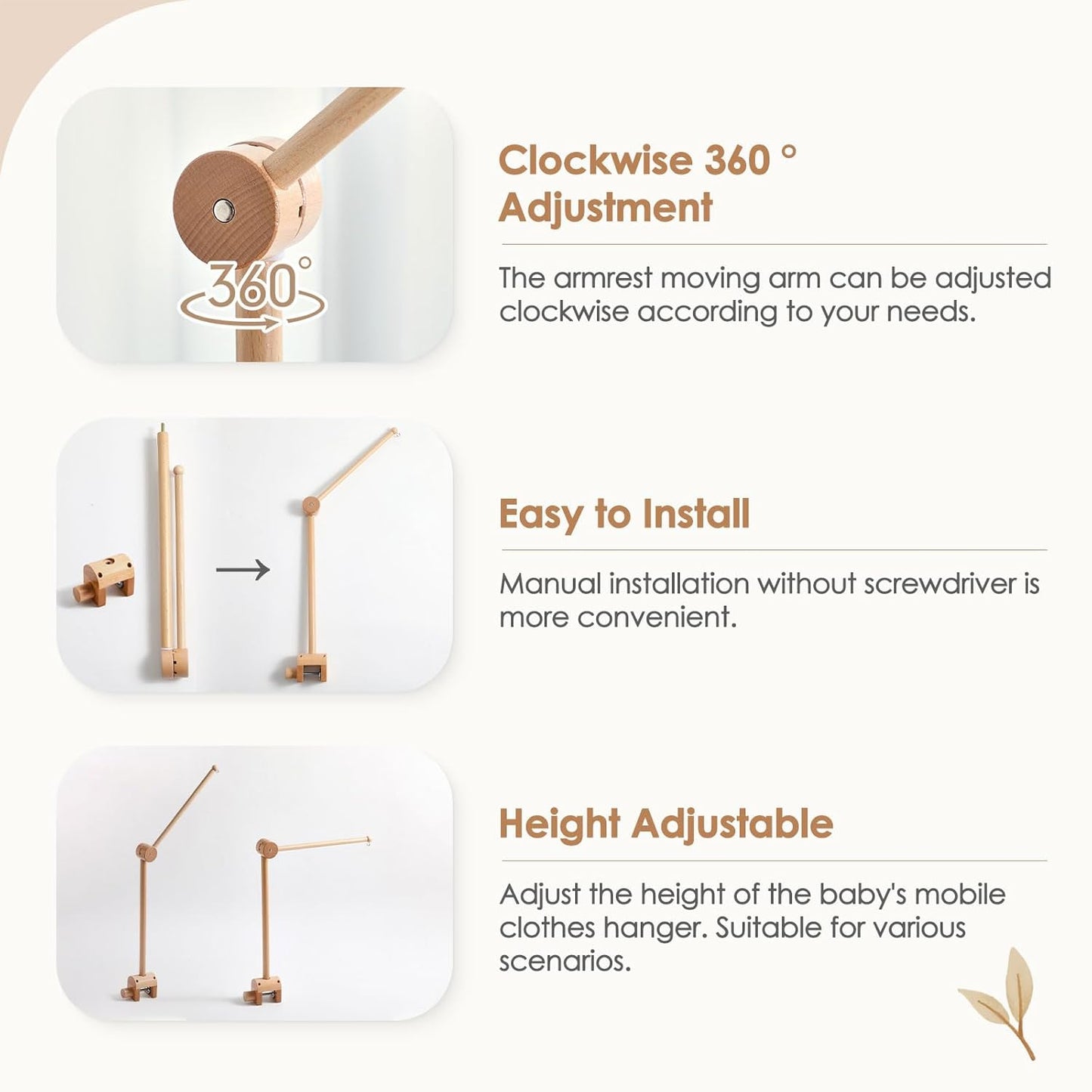 TOPLIVING Crib Mobile Arm - Rotating Baby Mobile Hanger