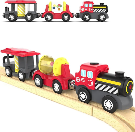 TOPLIVING Wooden Railway Track Accessories, Battery Operated Locomotive Train