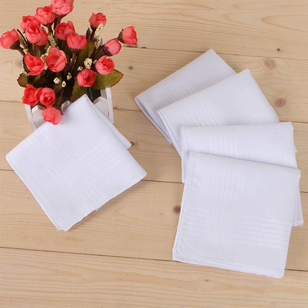 15 Pieces Men's White Handkerchiefs