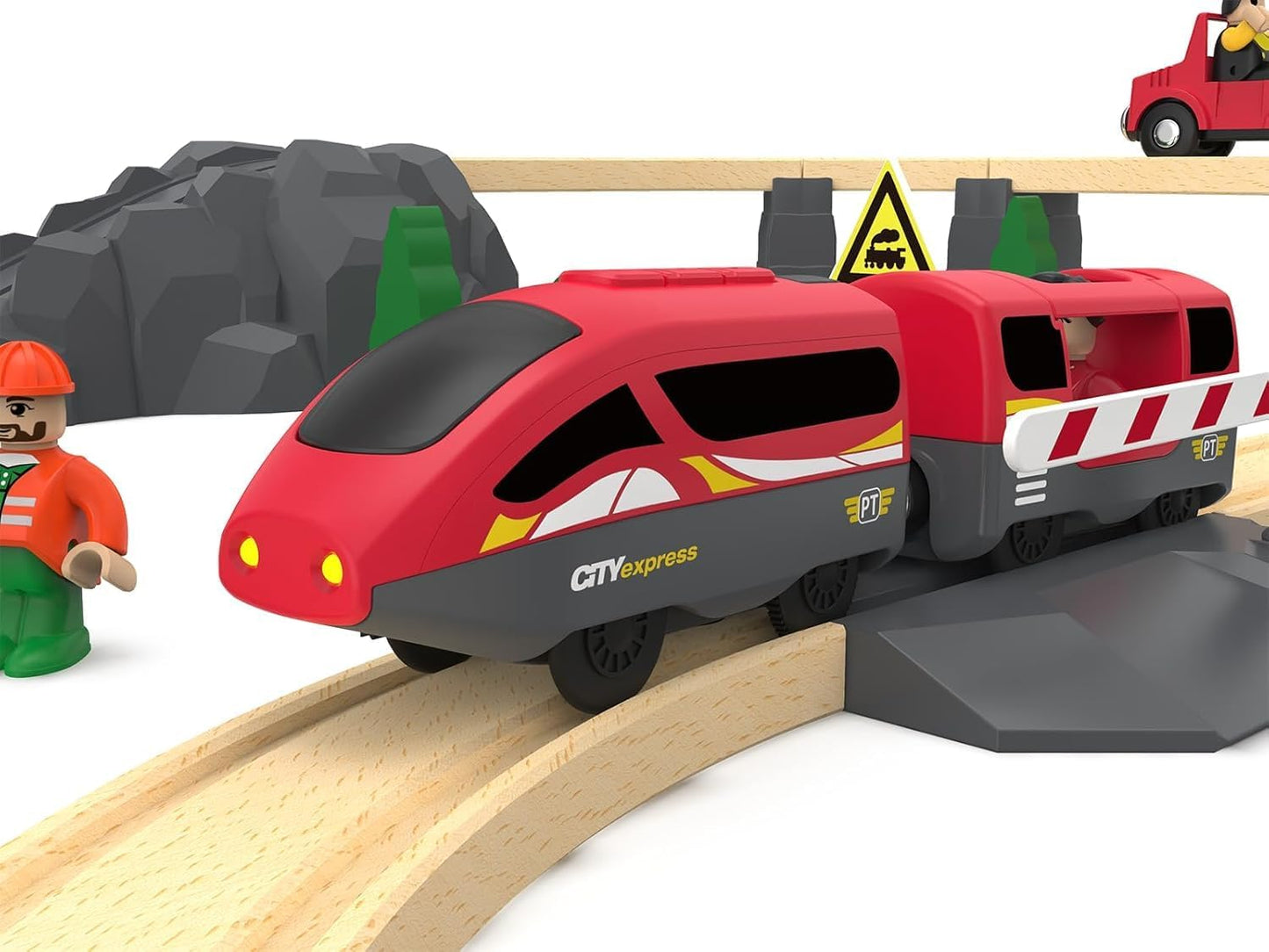 TOPLIVING Battery Operated Locomotive Train, Remote Controlled Train for Track Set