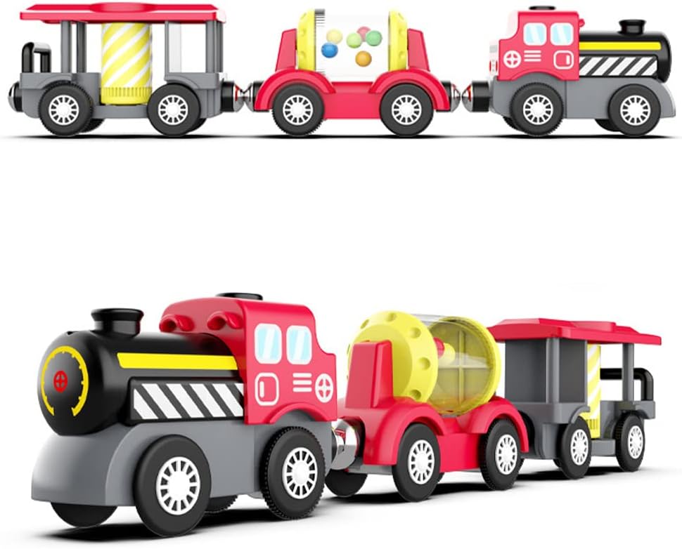 TOPLIVING Wooden Railway Track Accessories, Battery Operated Locomotive Train