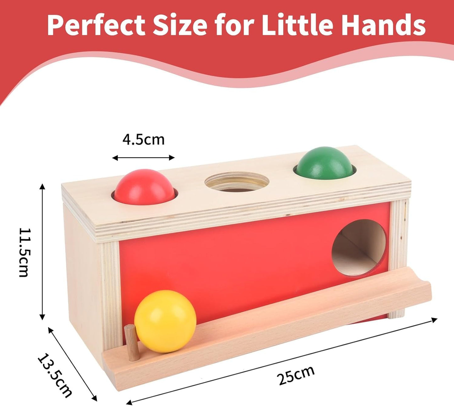 Montessori Object Permanence Box for Baby, Wooden Ball Drop Toy for Toddlers 1 2 Year Old, Early Learning Activities, Educational Cause and Effect Game, Gift for Boys Girls 6 9 12 18 Months