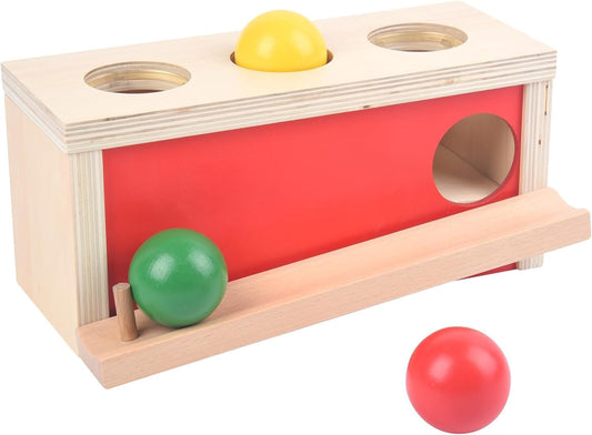 Montessori Object Permanence Box for Baby, Wooden Ball Drop Toy for Toddlers 1 2 Year Old, Early Learning Activities, Educational Cause and Effect Game, Gift for Boys Girls 6 9 12 18 Months