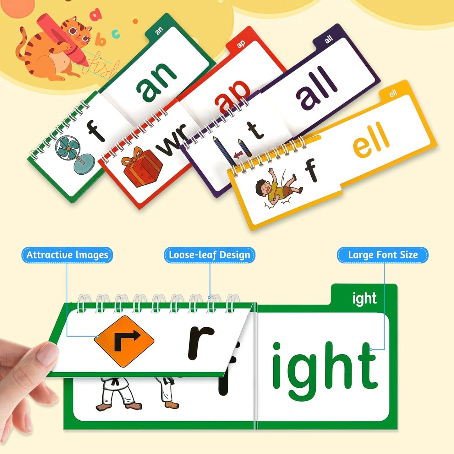 30 Read and Rhyme Flip Books,Word Families Flash Cards