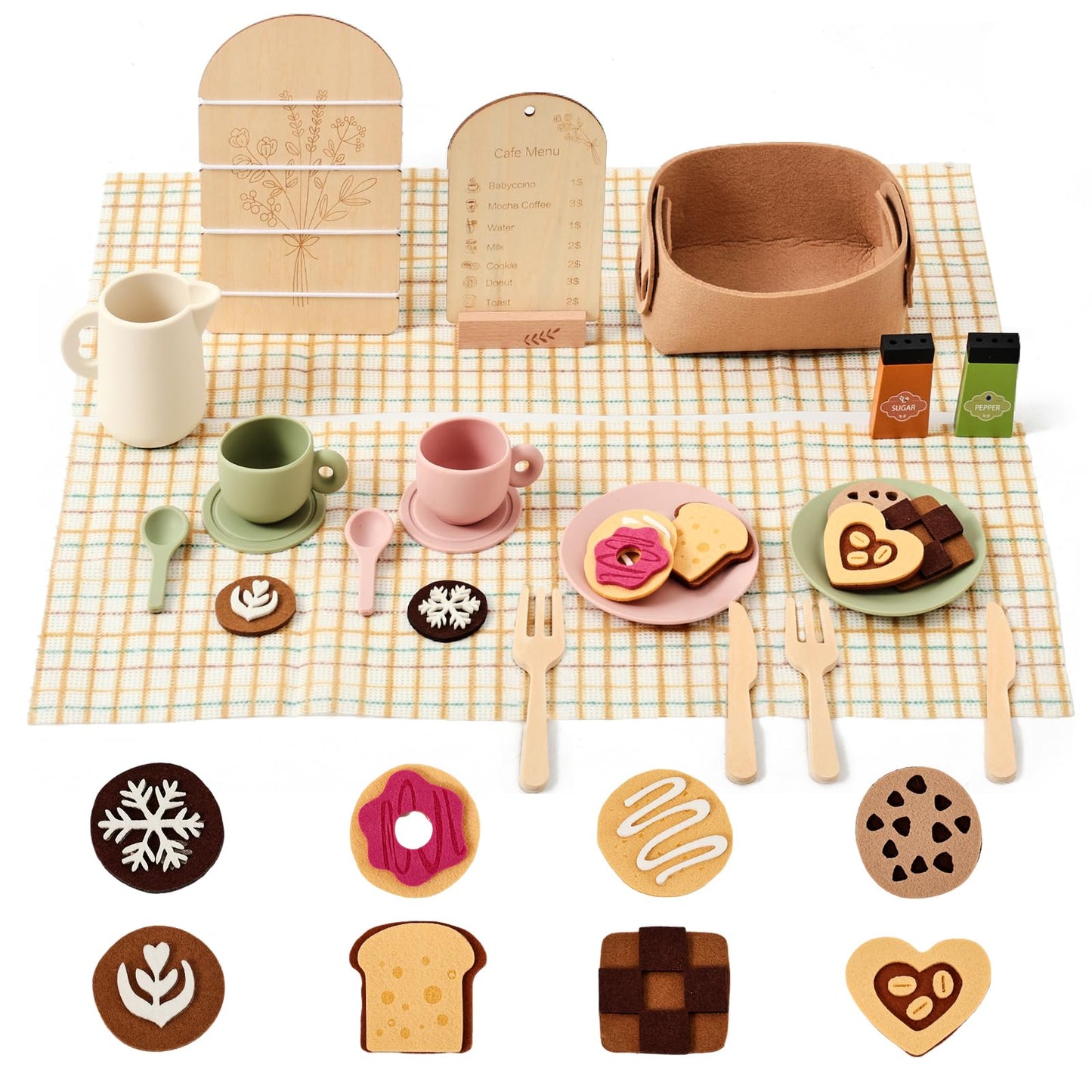 Wooden Tea Party Set for Toddler 3-5
