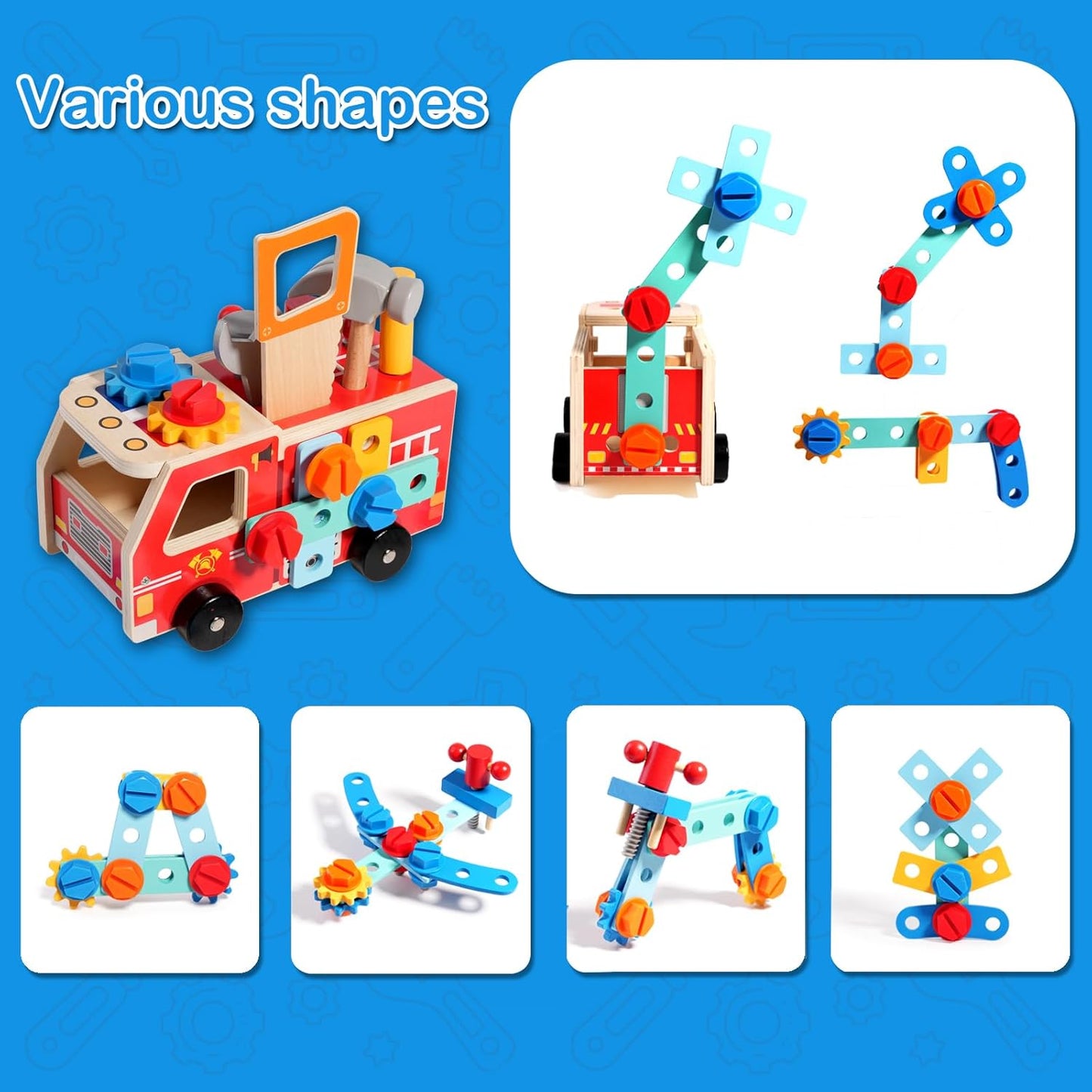 Wooden Kids Tool Set, 32-Piece Montessori Toy for Children Ages 2 3 4 5, Durable Skill-Building Activity Set to Enhance Creativity & Hand Coordination, Pretend Play Tool Kits