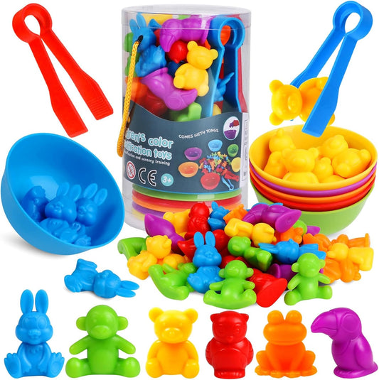 Color Sorting and Counting Animals Toys for Toddlers 3 4 5 Years Old Preschool Matching Learning Educational Game Montessori Sensory (Animals)