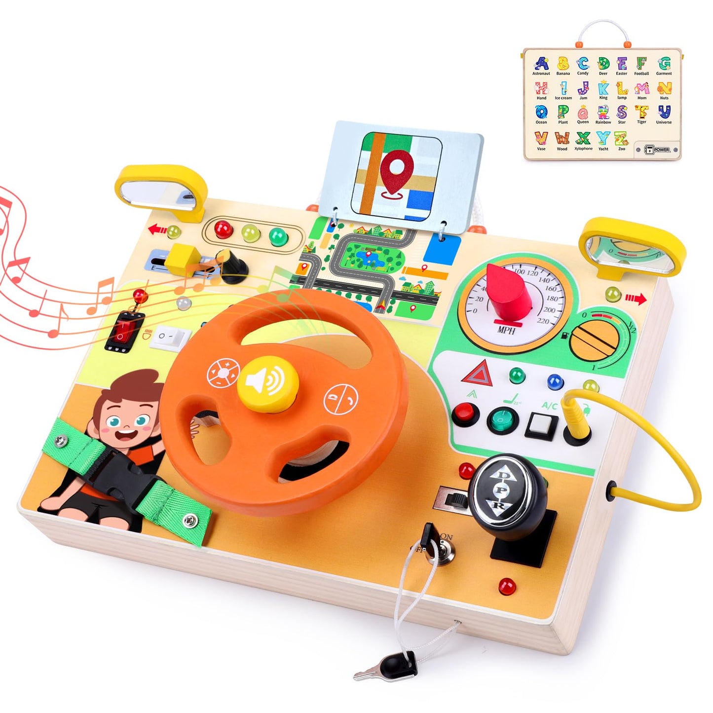 Grarain Busy Board for Toddlers - Montessori Educational Toy for 1-3 Year Old Boys & Girls | Travel-Friendly Sensory Learning Activity | Ideal for Kids with Autism(Clocks Busy Board)