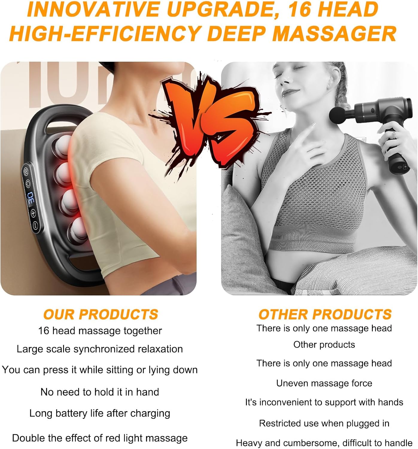 TOPLIVING 16 Heads Massage Gun - Muscle Massage Gun Deep Tissue