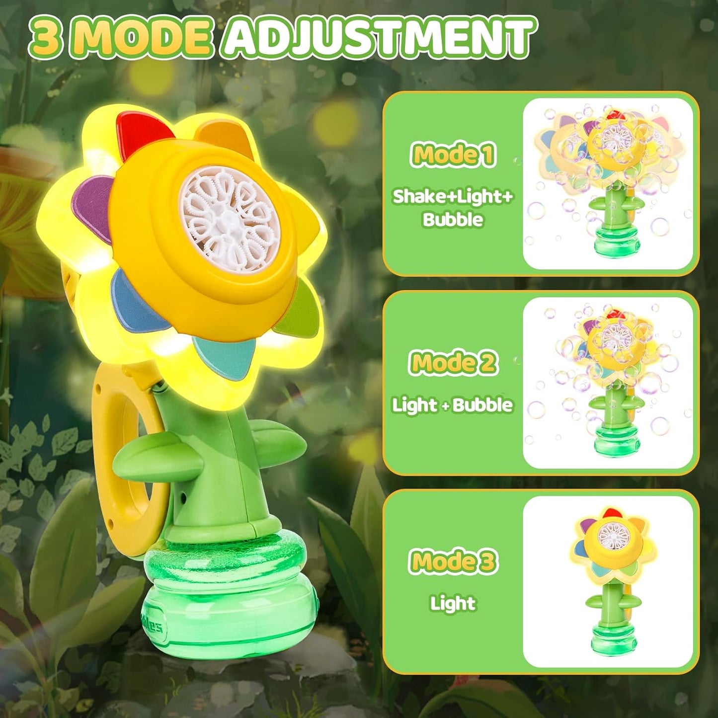 TOPLIVING Bubble Machine for Kids, Rechargeable Dancing Sunflower Bubble Maker