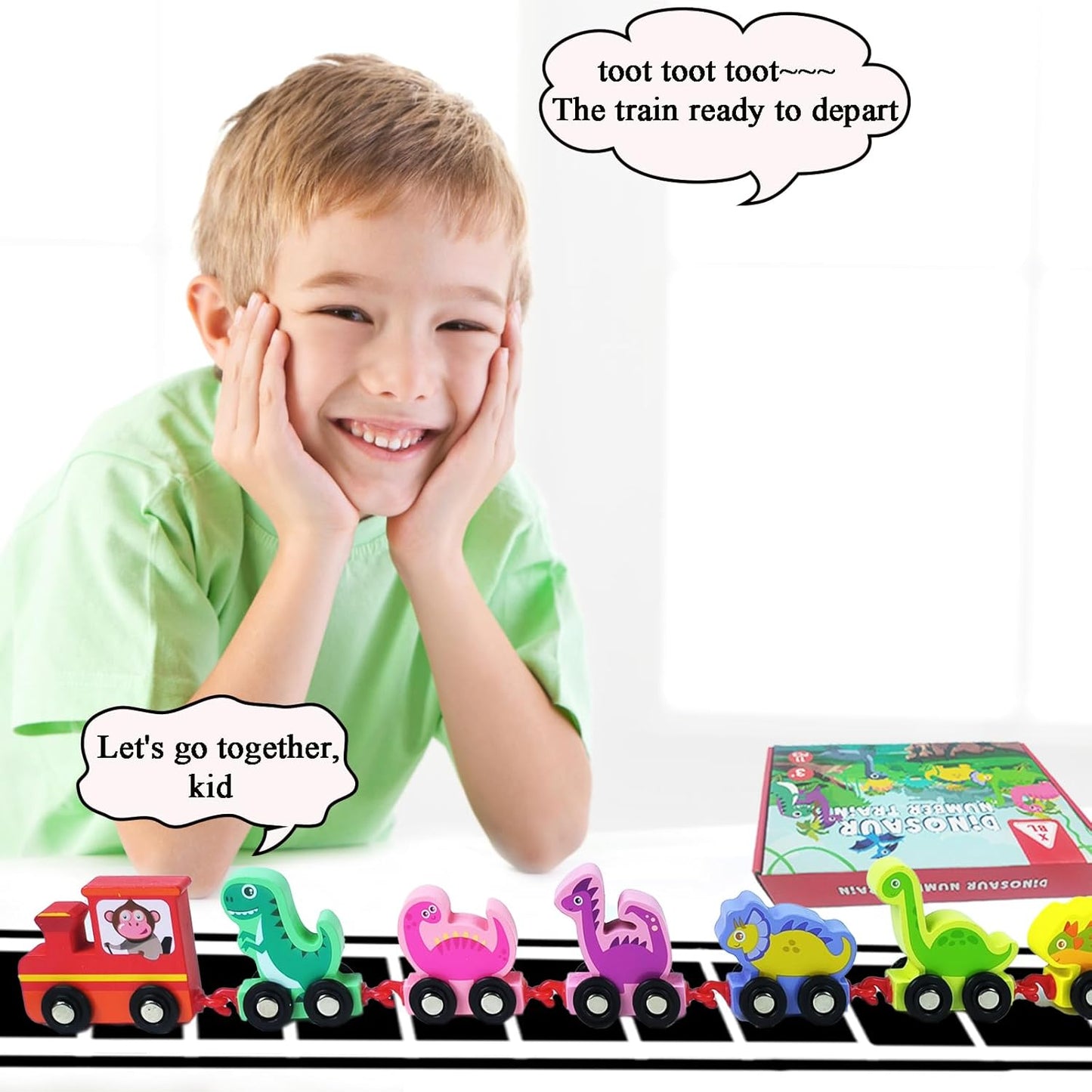 Montessori Wooden Dinosaur Train Set