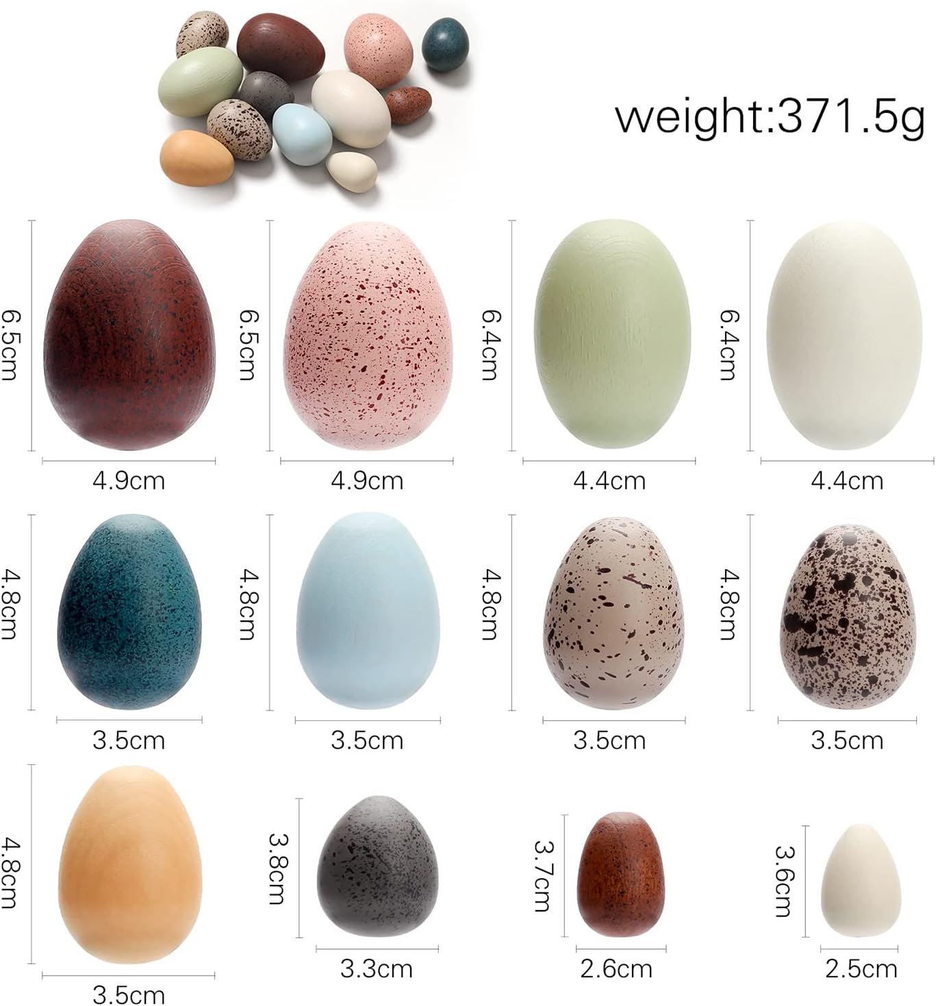 Wooden Easter Eggs Toys for Kids, Faux Easter Speckled Eggs DIY Art