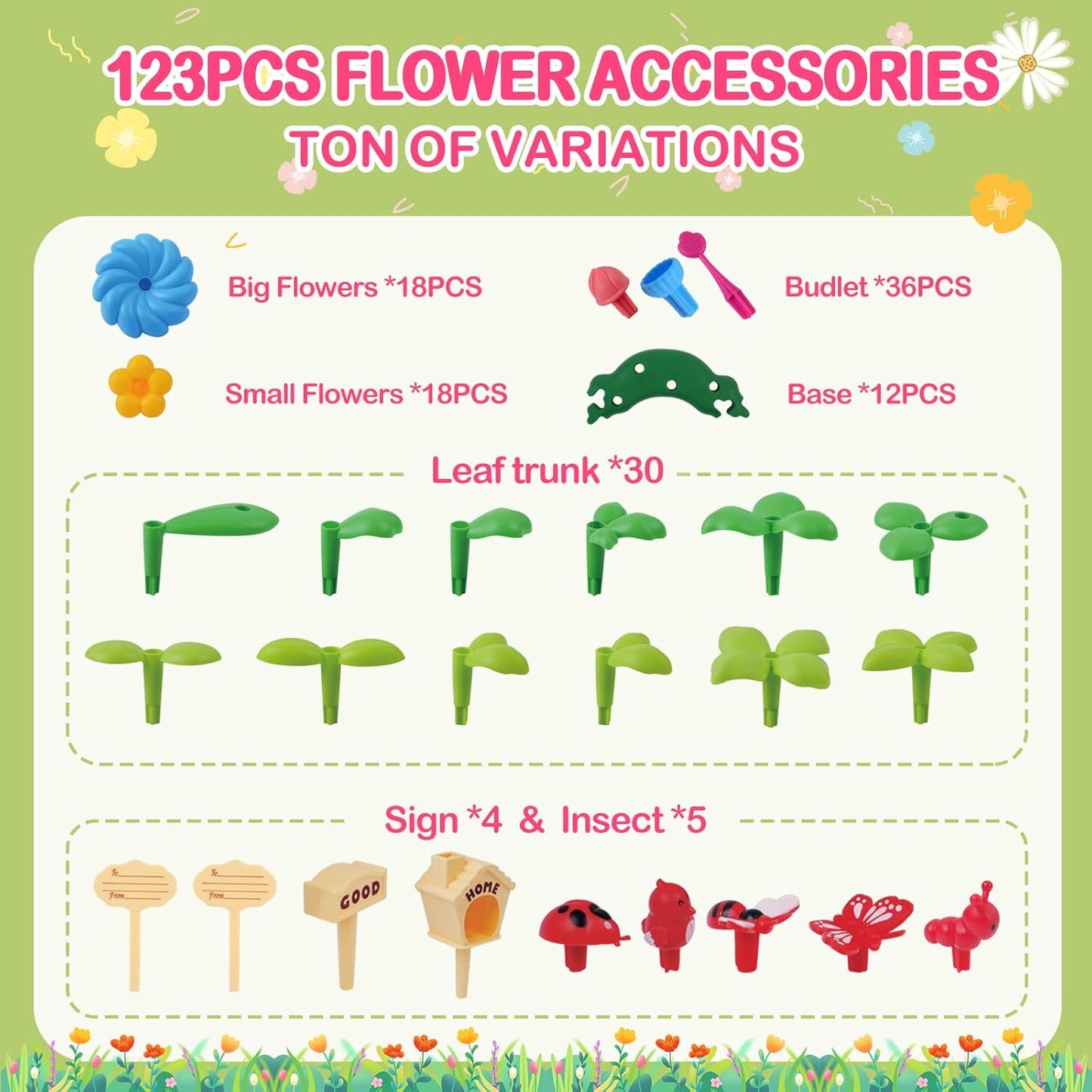 Flower Garden Building Toys for 3-7 Year Old Girls