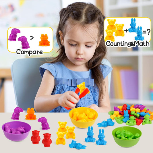 Color Sorting and Counting Animals Toys for Toddlers 3 4 5 Years Old Preschool Matching Learning Educational Game Montessori Sensory (Animals)