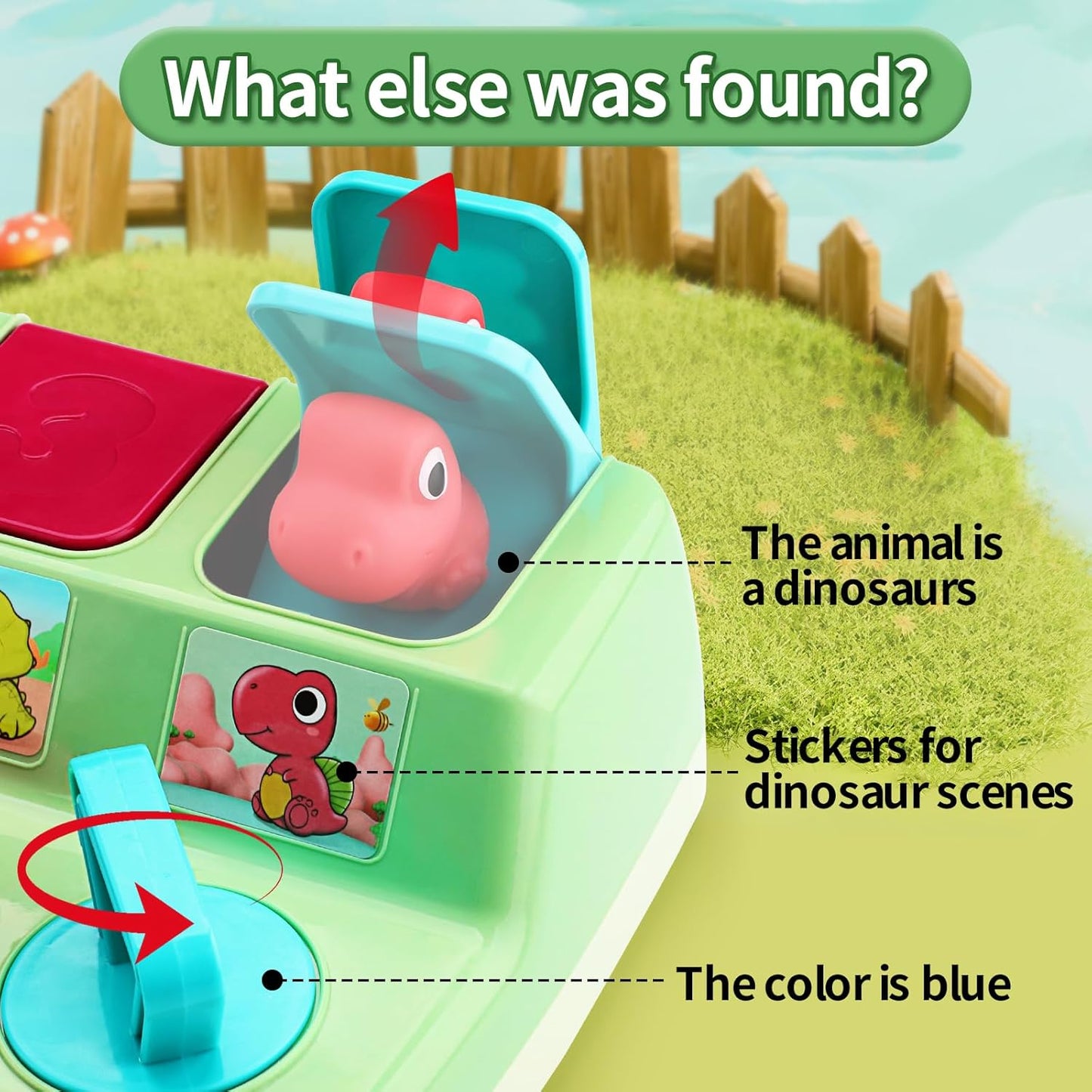Pop Up Animals Toy for Toddlers 9-18 Months, Dinosaur Cause and Effect Toys for Babies 1 Year Old, Montessori Sensory Learning Fine Motor Skills Development Gift for Boys Girls (No Batteries)