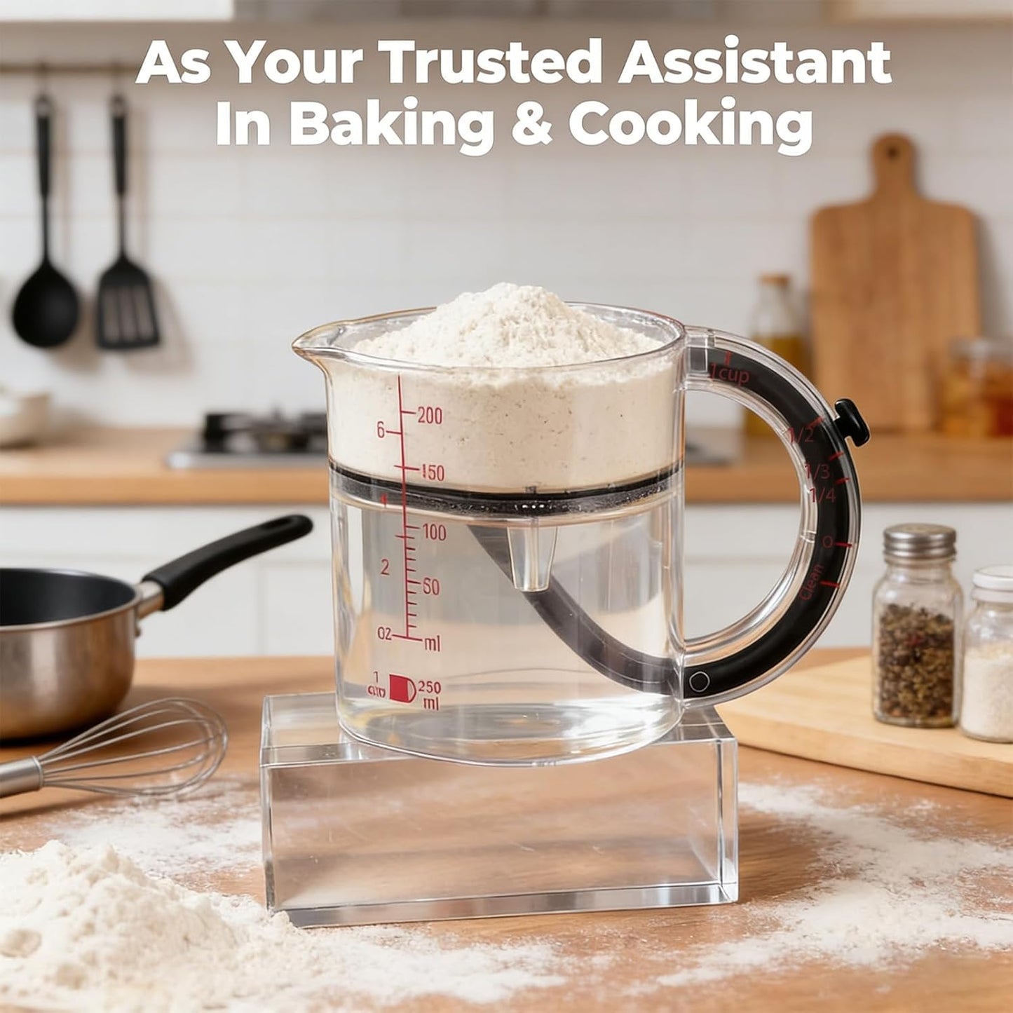 4 in1 Adjustable Measuring Cup with Scraper-Style Seal Base