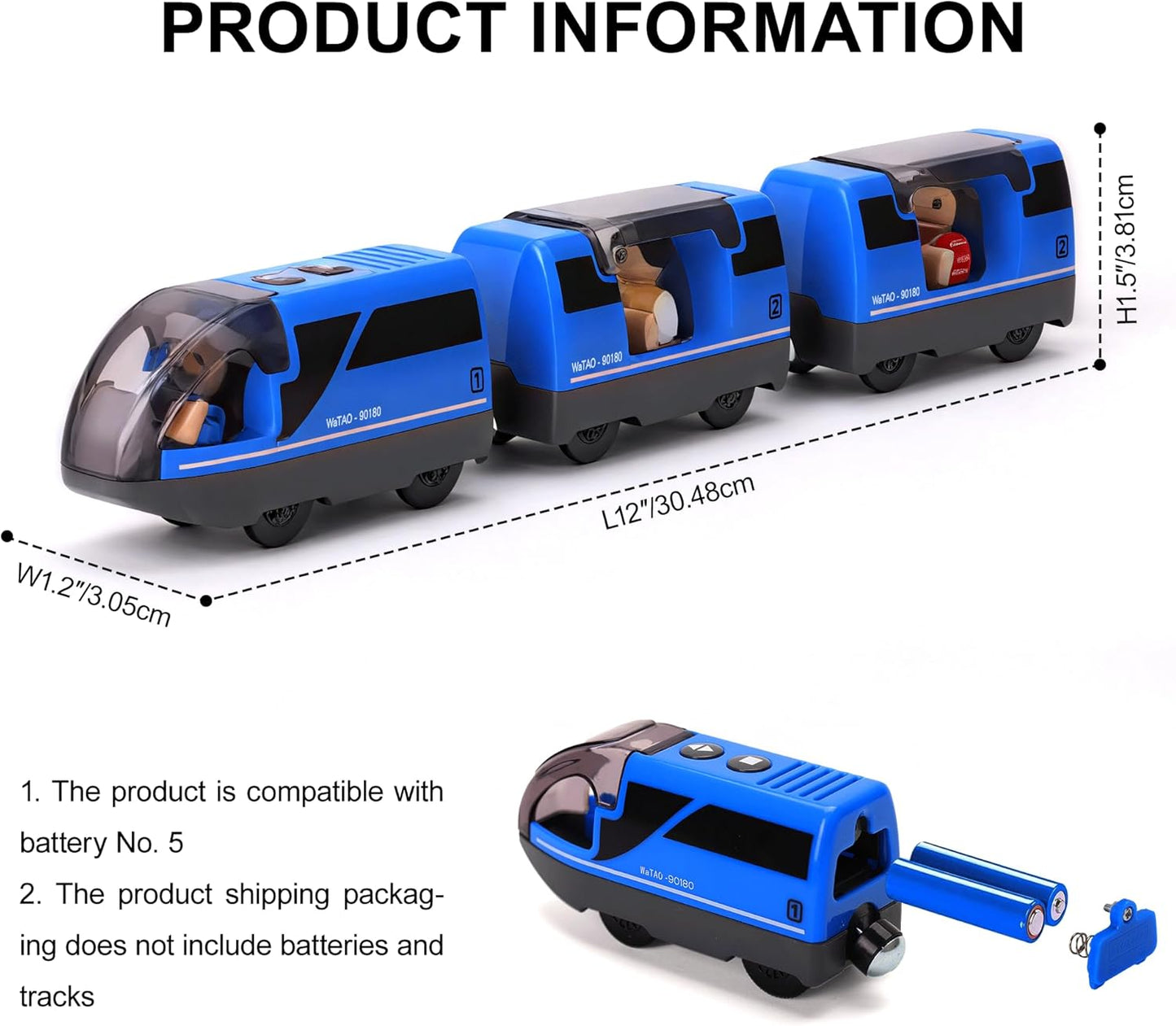 Motorized Train for Wooden Track, Electric Train with Magnetic Connection